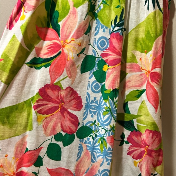 Tommy Bahama Women's Lava Linen Blend Halter Dress Floral Tropical Size M Beach - Picture 3 of 5